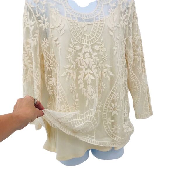 Adiva Embroidered Mesh Lace Top with Cami Sz. L NWT Fairycore - Picture 8 of 11